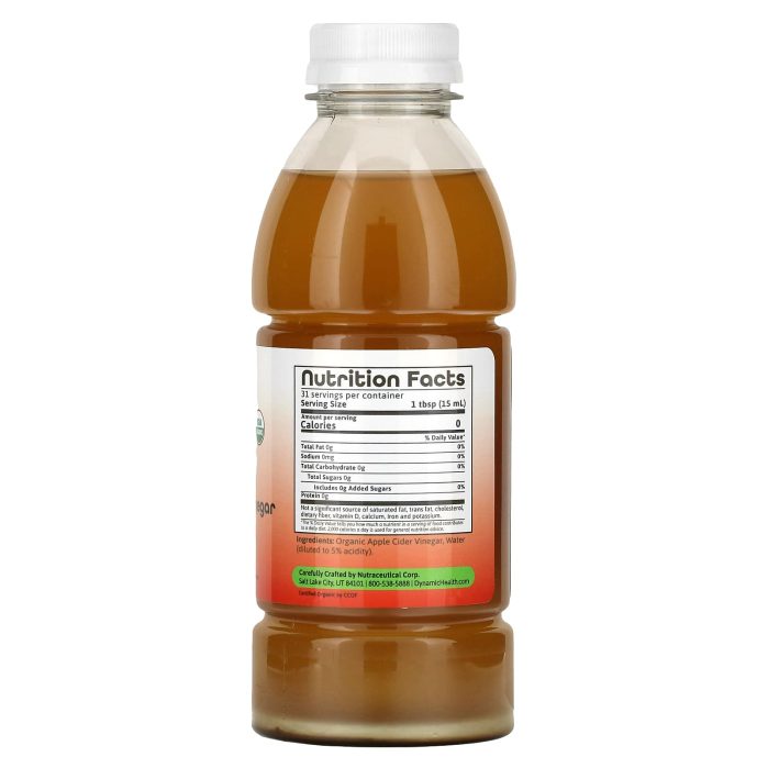 خل التفاح الخام العضوي Dynamic Health, Apple Cider Vinegar