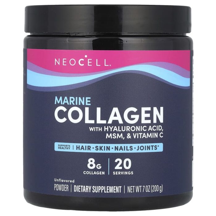 ⁦نيوسيل‏ مسحوق الكولاجين البحري مع حمض الهيالورونيك 200جم NeoCell, Marine Collagen Powder With Hyaluronic Acid⁩ - الصورة ⁦2⁩