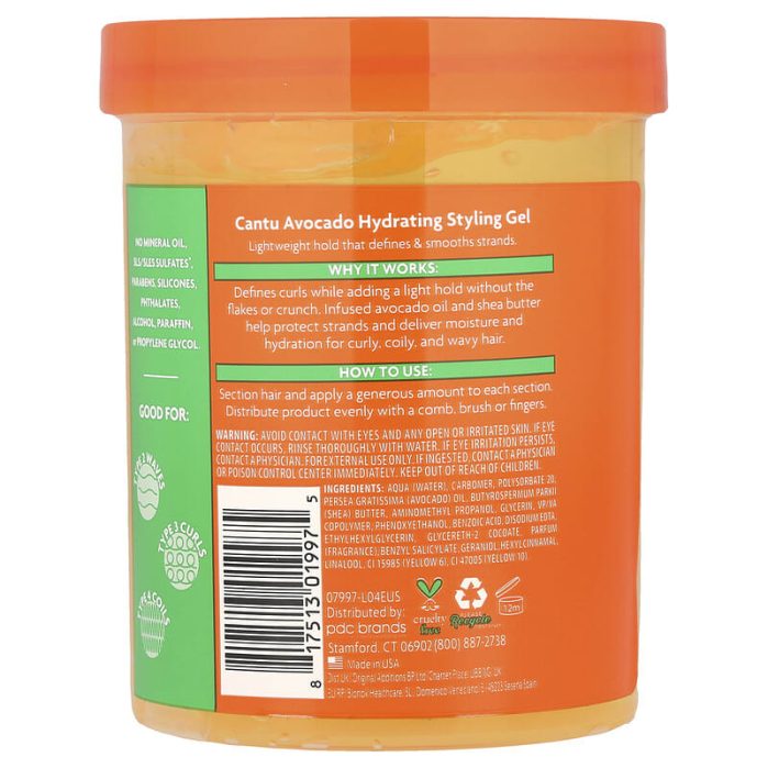 كانتو جل الافوكادو المرطب لتصفيف الشعر 524جم Cantu Avocado Hydrating Styling Gel