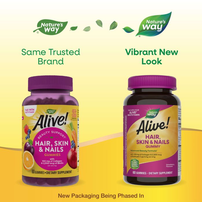 ناتشرز واي جاميز للشعر والاظافر Nature's Way, Alive! Hair, Skin & Nails Gummies