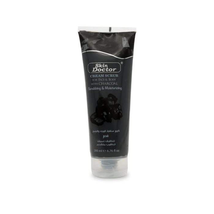 سكين دكتور كريم سنفرة للوجه والجسم فحم 200مل Skin Doctor Cream Scrub For Face & Body With Charcoal