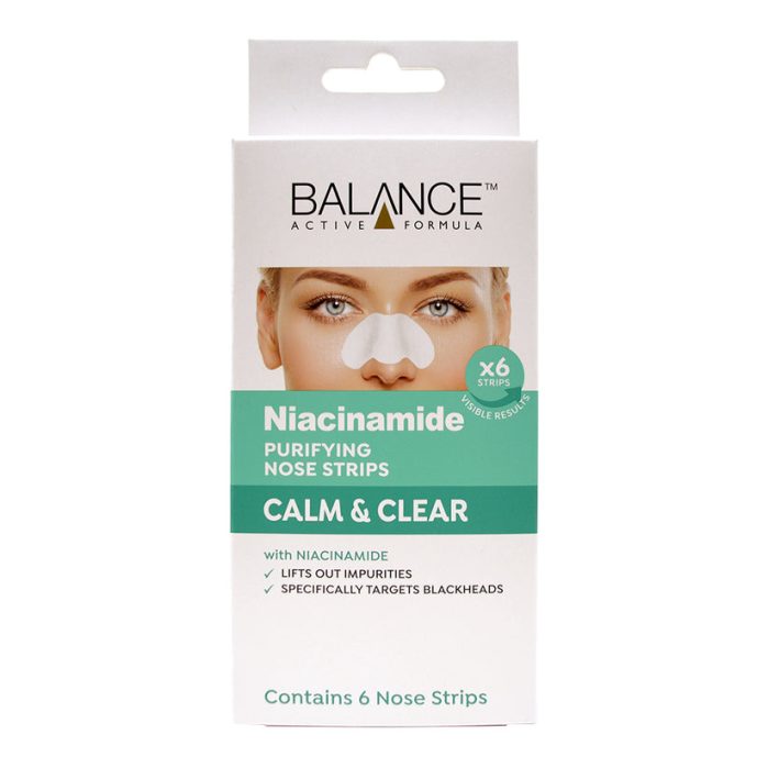 شرائط الأنف بالنياسيناميد 6 حبات Balance Active Formula Niacinamide Calm & Clear Purifying Nose Strips