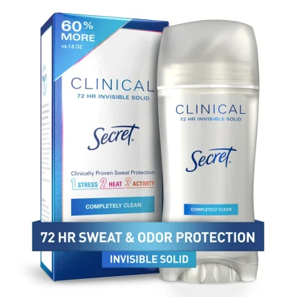 سيكريت‏ مزيل عرق Clinical صلب غير مرئي يدوم لمدة 72 ساعة 45جم Secret Clinical Strength Invisible Solid Antiperspirant Deodorant