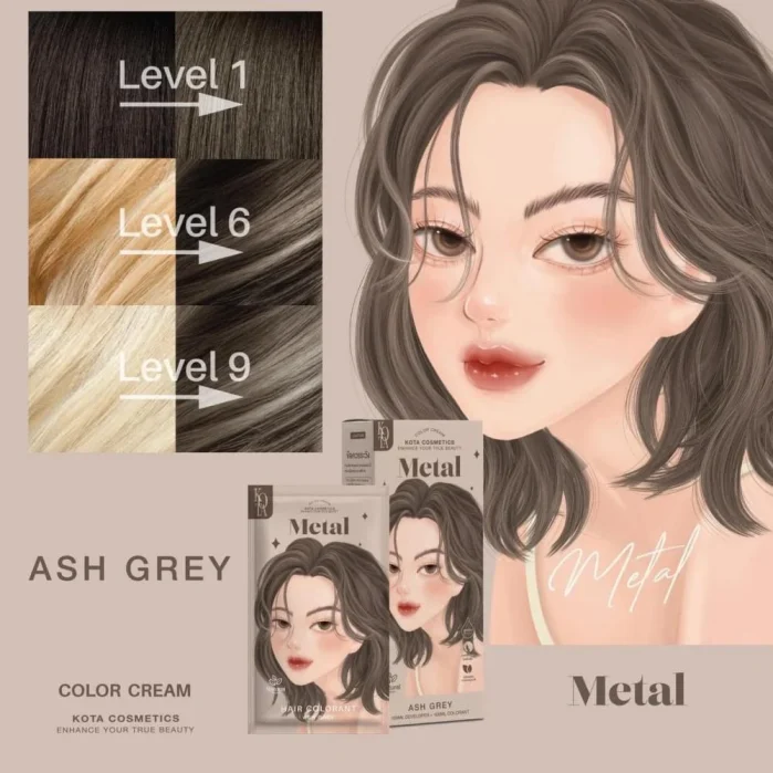 صبغة شعر رمادي 100مل Kota Cosmetics Metal Ash Grey