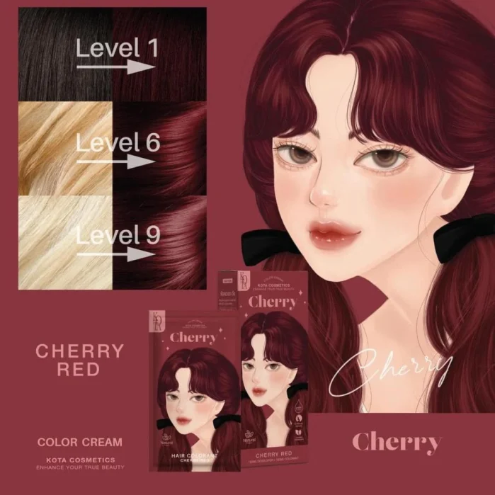 صبغة شعر كرز أحمر 100مل Kota Cosmetics Cherry Red
