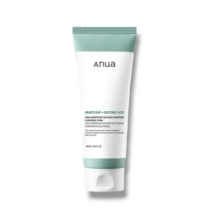 غسول رغوي انوا هارت ليف + حمض السكسينيك 150مل Anua Heartleaf Succinic Moisture Cleansing Foam
