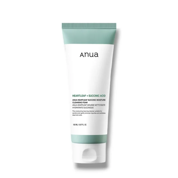 غسول رغوي انوا هارت ليف + حمض السكسينيك 150مل Anua Heartleaf Succinic Moisture Cleansing Foam