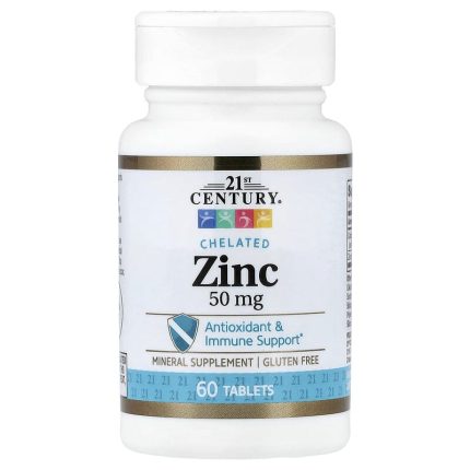 21 سينتري‏ زنك مستخلب 50 ملجم 60 قرص 21st Century Chelated Zinc