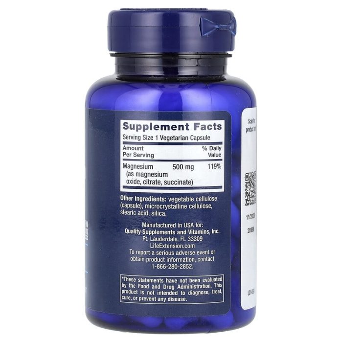 لايف إكستانشن‏ كبسولات مغنيسيوم 500 ملجم 100 كبسولة نباتية Life Extension Magnesium Caps