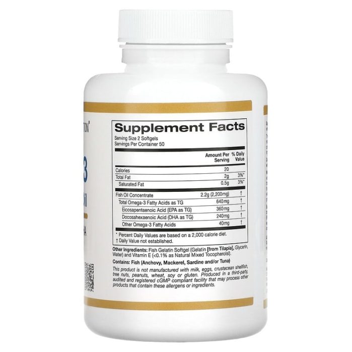 كاليفورنيا جولد نيوترشن أقراص أوميجا 3 240 كبسولة California Gold Nutrition Omega-3 Premium Fish Oil