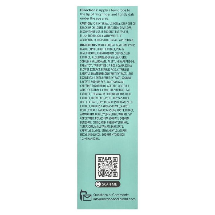 ادفانسد كلينيكالز‏ سيروم العيون المنتفخة 52مل Advanced Clinicals Puffy Eye Serum