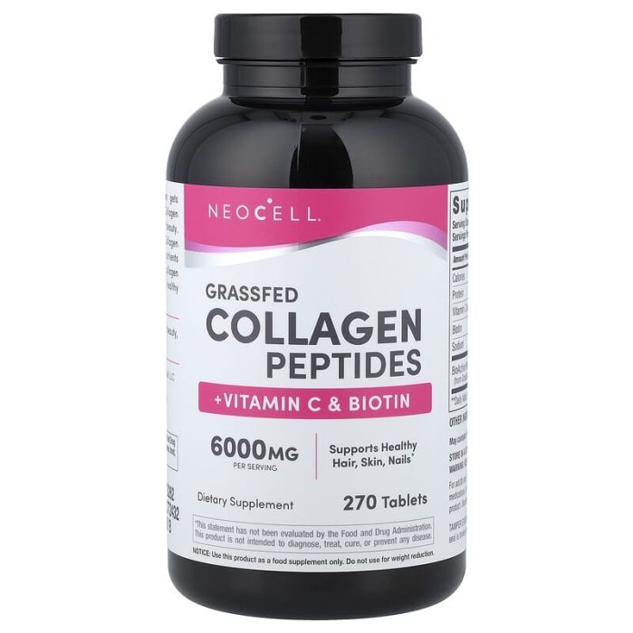 نيوسيل‏ بيبتيدات الكولاجين + فيتامين سي وبيوتين 270 قرص NeoCell Grassfed Collagen Peptides + Vitamin C & Biotin
