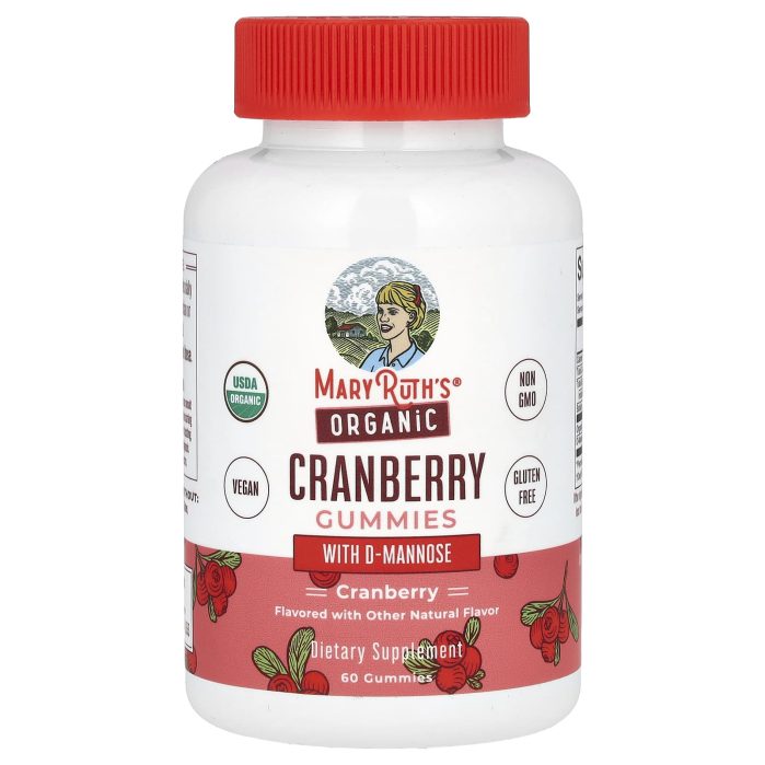 ماري روث علكة التوت البري العضوي لصحة المسالك البولية 60 علكة MaryRuth Organics Organic Cranberry Gummies
