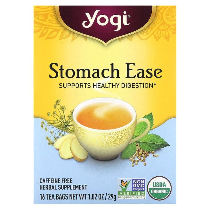 يوجي شاي مسكّن للمعدة خالي من الكافيين 16 كيس Yogi Tea Stomach Ease Caffeine Free