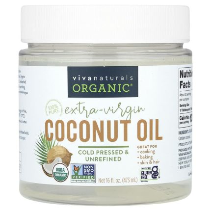 فيفا ناتشرالز‏ زيت جوز الهند البكر الممتاز العضوي 473مل Viva Naturals Organic Extra-Virgin Coconut Oil