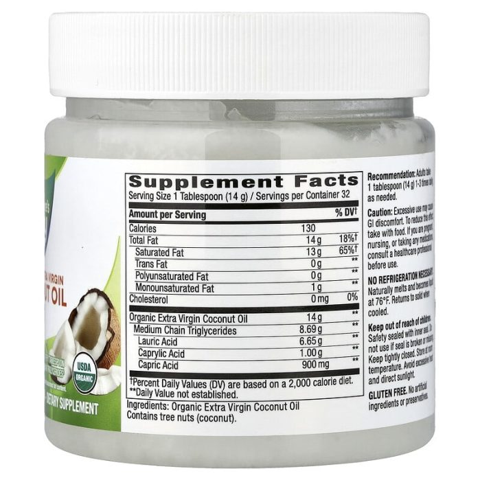 ناتشرز واي‏ زيت جوز الهند البكر الممتاز العضوي 453جم Nature's Way, Organic Extra Virgin Coconut Oil
